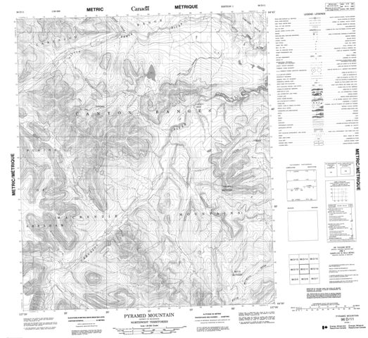Pyramid Mountain Topographic Paper Map 096D11 at 1:50,000 scale