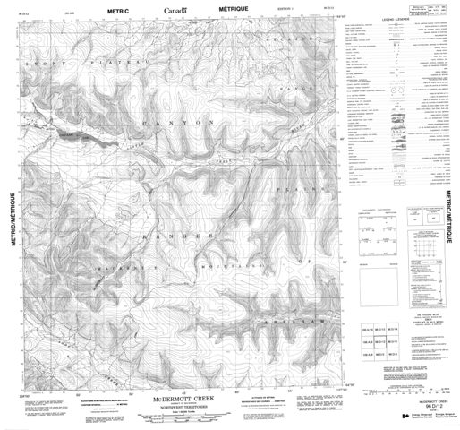 Mcdermott Creek Topographic Paper Map 096D12 at 1:50,000 scale