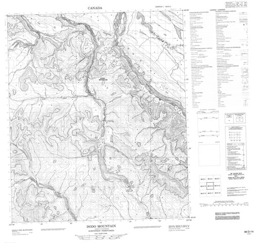 Dodo Mountain Topographic Paper Map 096D14 at 1:50,000 scale
