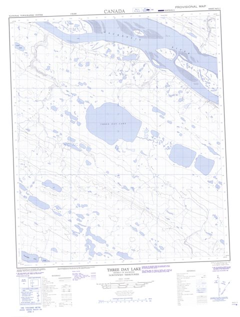 Three Day Lake Topographic Paper Map 096E02 at 1:50,000 scale