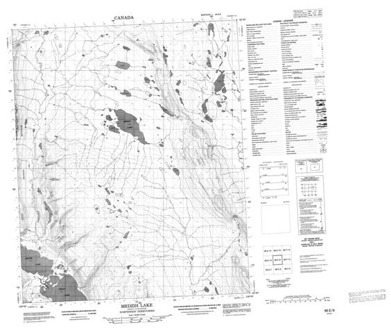 Medzih Lake Topographic Paper Map 096E09 at 1:50,000 scale