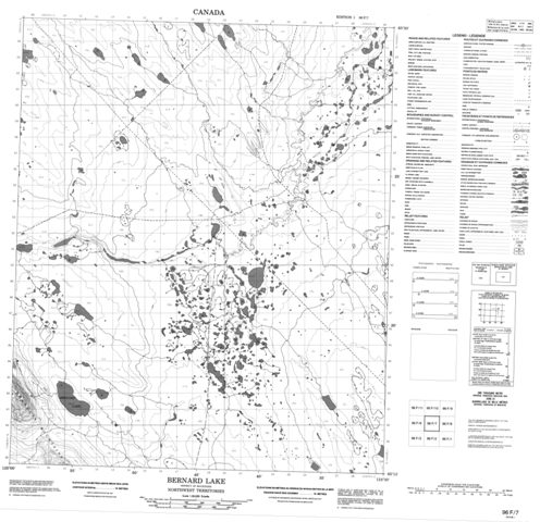 Bernard Lake Topographic Paper Map 096F07 at 1:50,000 scale
