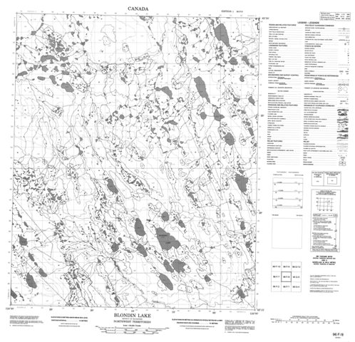 Blondin Lake Topographic Paper Map 096F08 at 1:50,000 scale