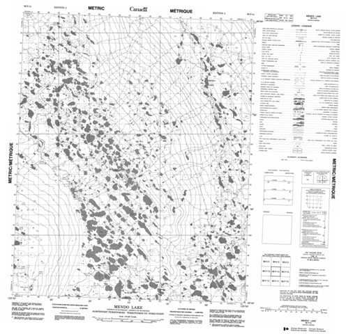 Mendo Lake Topographic Paper Map 096F14 at 1:50,000 scale