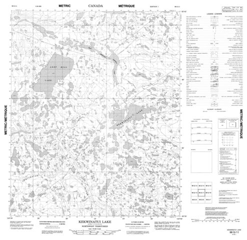 Kekwinatui Lake Topographic Paper Map 096G11 at 1:50,000 scale