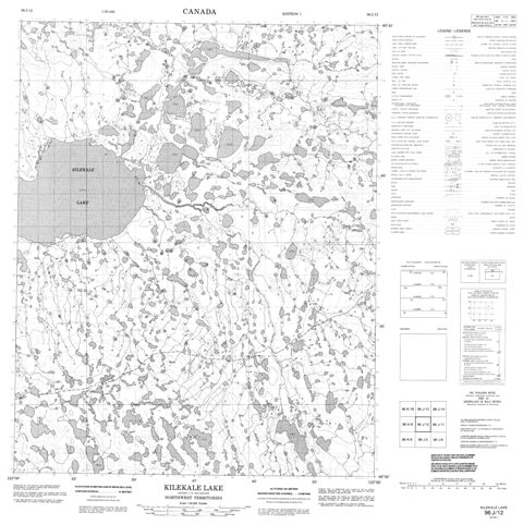 Kilekale Lake Topographic Paper Map 096J12 at 1:50,000 scale