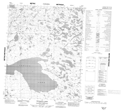 Tunago Lake Topographic Paper Map 096K05 at 1:50,000 scale