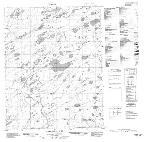 Tchaneta Lake Topographic Paper Map 096L12 at 1:50,000 scale