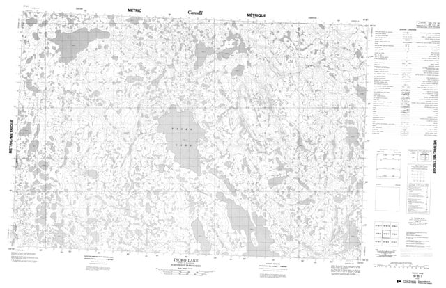 Tsoko Lake Topographic Paper Map 097B07 at 1:50,000 scale