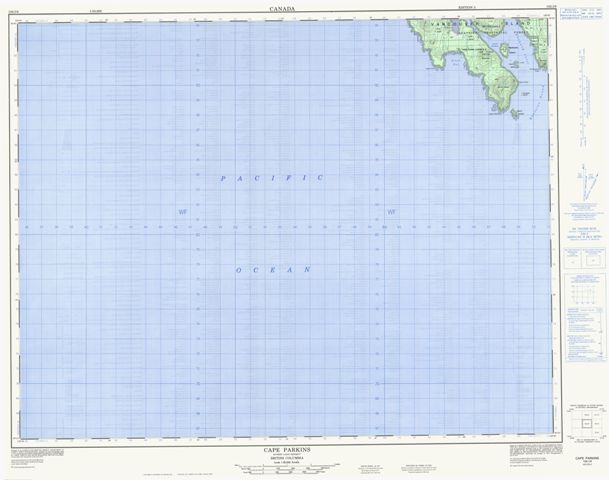 Cape Parkins Topographic Paper Map 102I08 at 1:50,000 scale