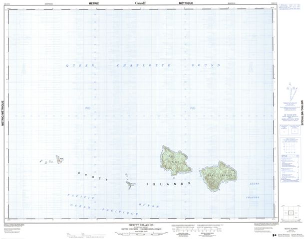 Scott Islands Topographic Paper Map 102I15 at 1:50,000 scale