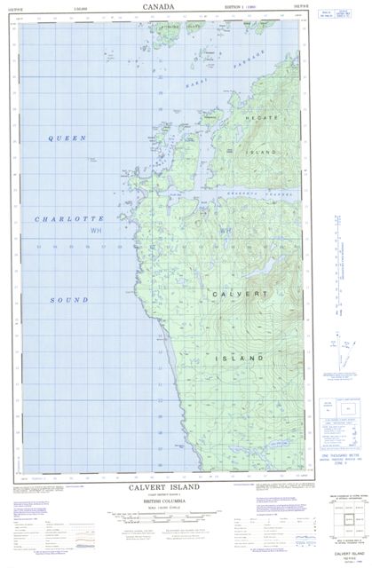 Calvert Island Topographic Paper Map 102P09E at 1:50,000 scale