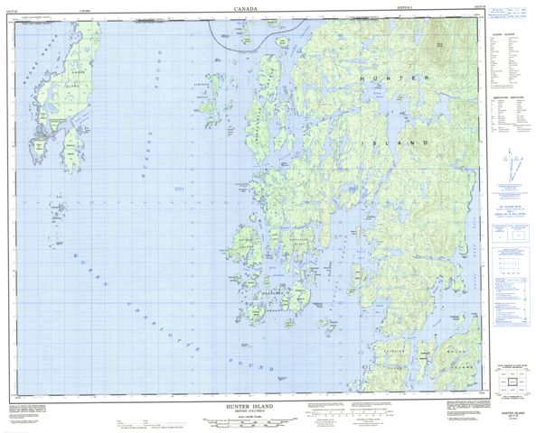 Hunter Island Topographic Paper Map 102P16 at 1:50,000 scale