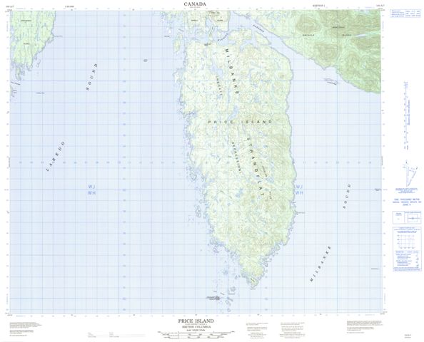 Price Island Topographic Paper Map 103A07 at 1:50,000 scale