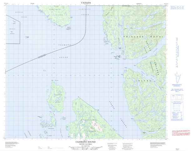 Caamano Sound Topographic Paper Map 103A14 at 1:50,000 scale
