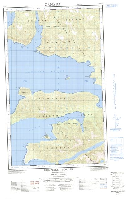 Rennell Sound Topographic Paper Map 103F07E at 1:50,000 scale