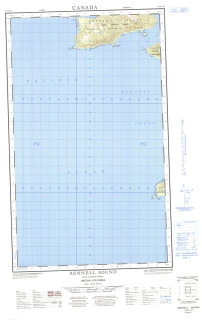 Rennell Sound Topographic Paper Map 103F07W at 1:50,000 scale