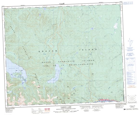 Yakoun Lake Topographic Paper Map 103F08 at 1:50,000 scale