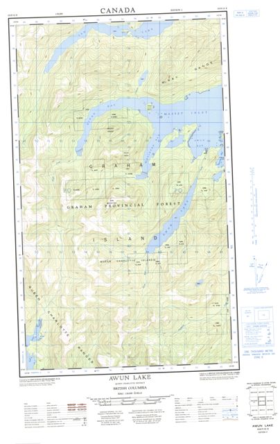 Awun Lake Topographic Paper Map 103F10E at 1:50,000 scale