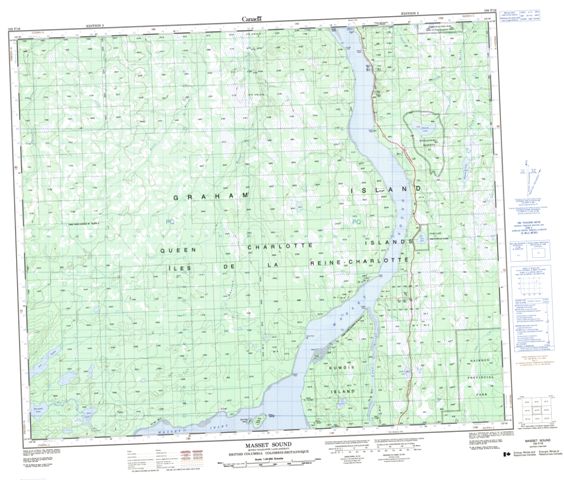 Masset Sound Topographic Paper Map 103F16 at 1:50,000 scale