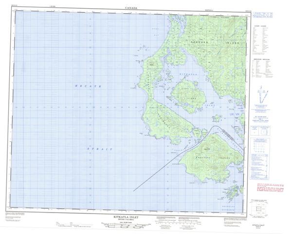 Kitkatla Inlet Topographic Paper Map 103G15 at 1:50,000 scale