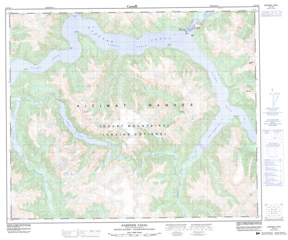 Gardner Canal Topographic Paper Map 103H08 at 1:50,000 scale