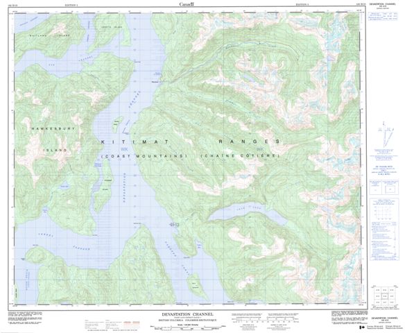 Devastation Channel Topographic Paper Map 103H10 at 1:50,000 scale