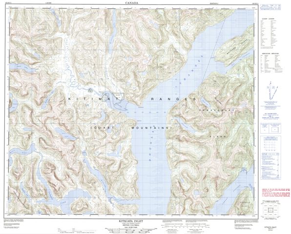 Kitkiata Inlet Topographic Paper Map 103H11 at 1:50,000 scale