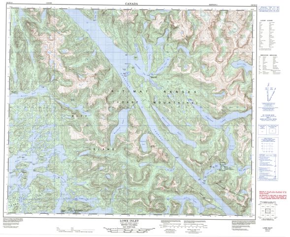 Lowe Inlet Topographic Paper Map 103H12 at 1:50,000 scale