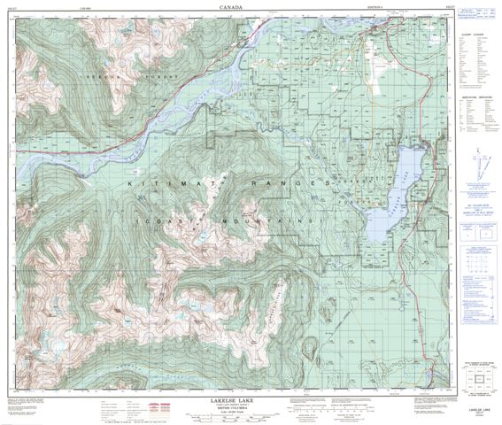 Lakelse Lake Topographic Paper Map 103I07 at 1:50,000 scale