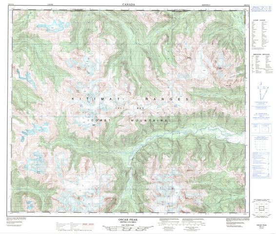 Oscar Peak Topographic Paper Map 103I14 at 1:50,000 scale