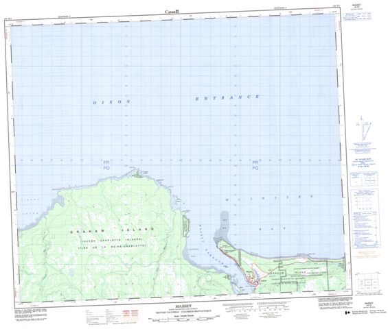 Masset Topographic Paper Map 103K01 at 1:50,000 scale