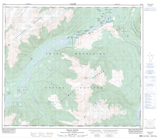 Tseax River Topographic Paper Map 103P03 at 1:50,000 scale