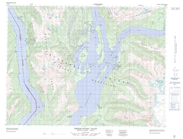 Observatory Inlet Topographic Paper Map 103P05 at 1:50,000 scale