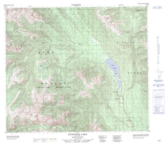 Kitwanga Lake Topographic Paper Map 103P08 at 1:50,000 scale