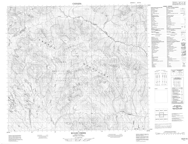 Kuldo Creek Topographic Paper Map 103P16 at 1:50,000 scale