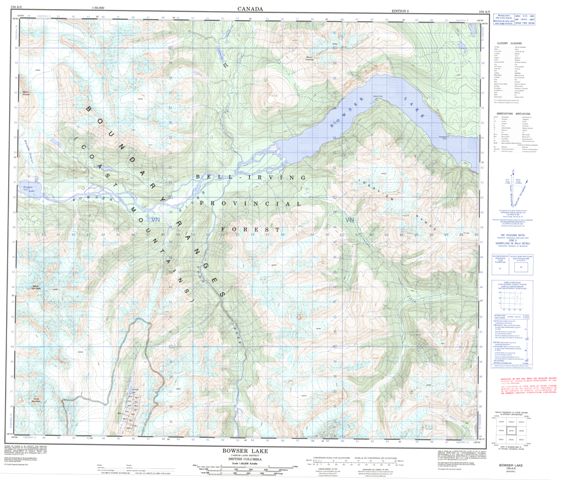 Bowser Lake Topographic Paper Map 104A05 at 1:50,000 scale