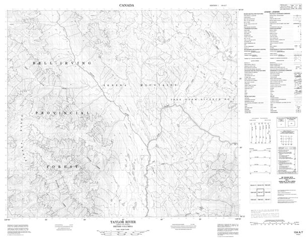 Taylor River Topographic Paper Map 104A07 at 1:50,000 scale