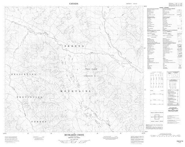 Muskaboo Creek Topographic Paper Map 104A10 at 1:50,000 scale