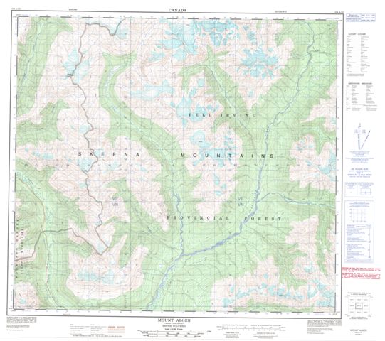 Mount Alger Topographic Paper Map 104A13 at 1:50,000 scale
