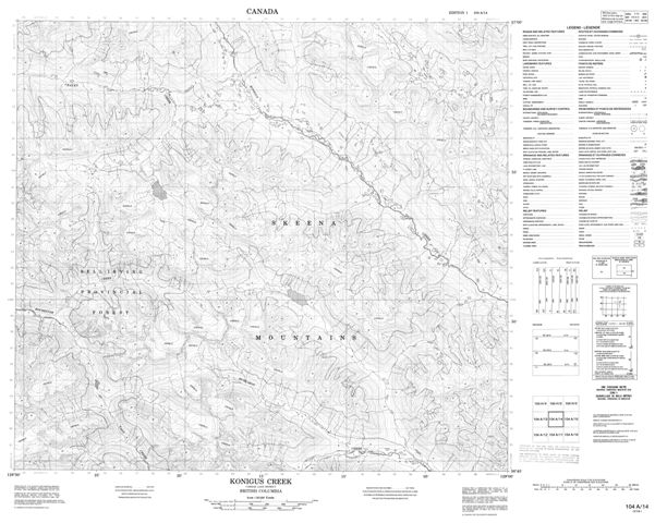 Konigus Creek Topographic Paper Map 104A14 at 1:50,000 scale