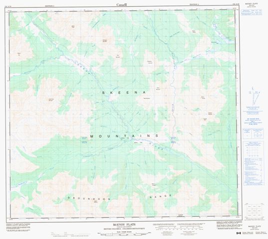 Mcevoy Flats Topographic Paper Map 104A16 at 1:50,000 scale