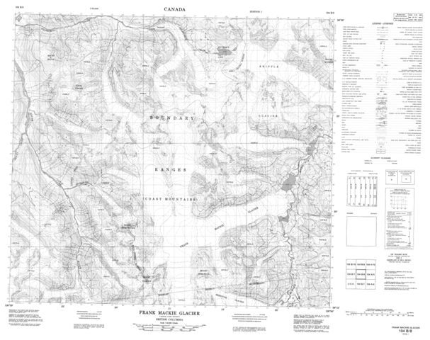 Frank Mackie Glacier Topographic Paper Map 104B08 at 1:50,000 scale