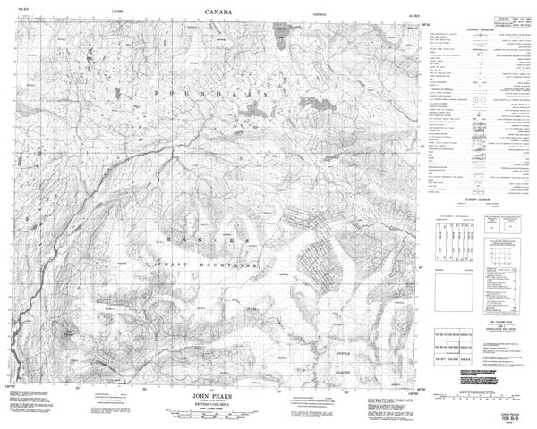 John Peaks Topographic Paper Map 104B09 at 1:50,000 scale