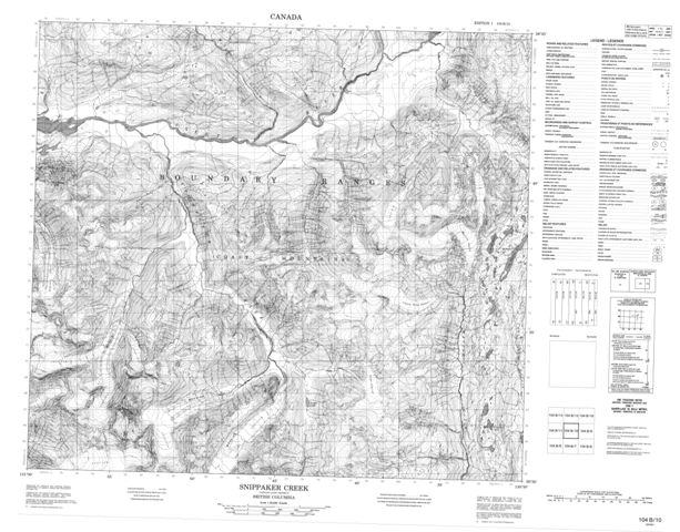 Snippaker Creek Topographic Paper Map 104B10 at 1:50,000 scale