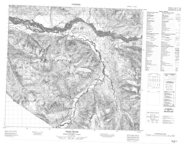 Craig River Topographic Paper Map 104B11 at 1:50,000 scale