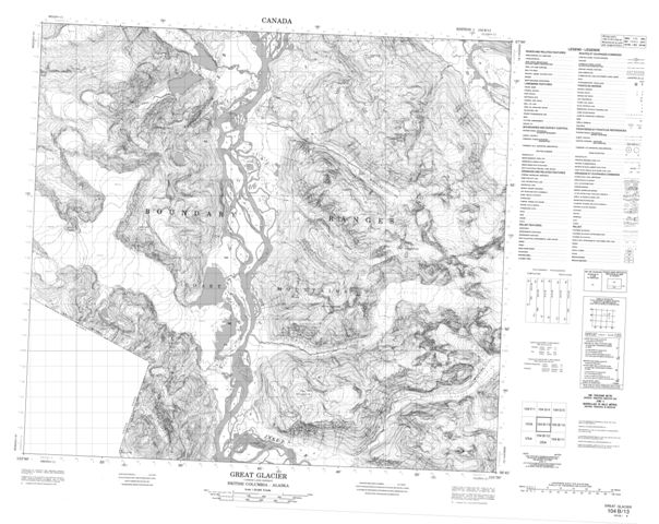 Great Glacier Topographic Paper Map 104B13 at 1:50,000 scale
