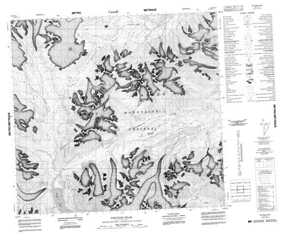 Chutine Peak Topographic Paper Map 104F16 at 1:50,000 scale