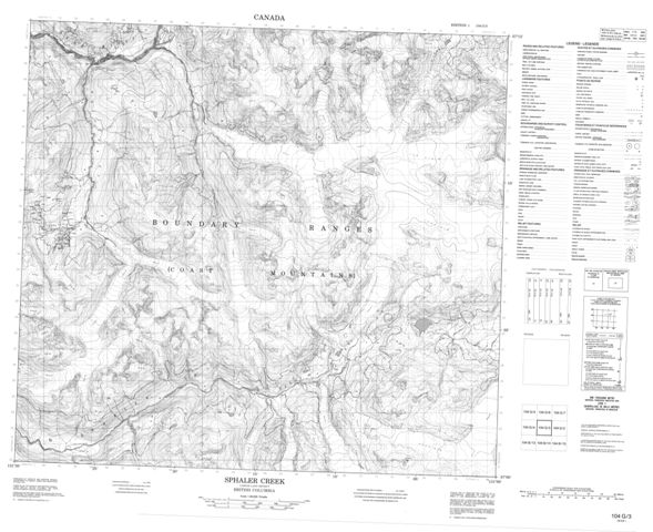 Sphaler Creek Topographic Paper Map 104G03 at 1:50,000 scale