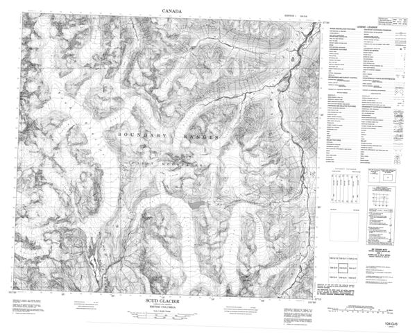 Scud Glacier Topographic Paper Map 104G06 at 1:50,000 scale